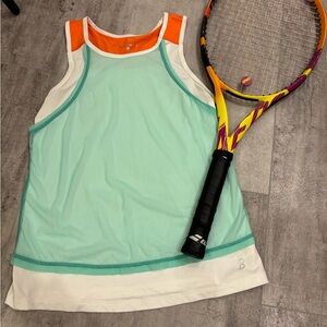 Sofibella Mint, White, and Orange Tennis Tank